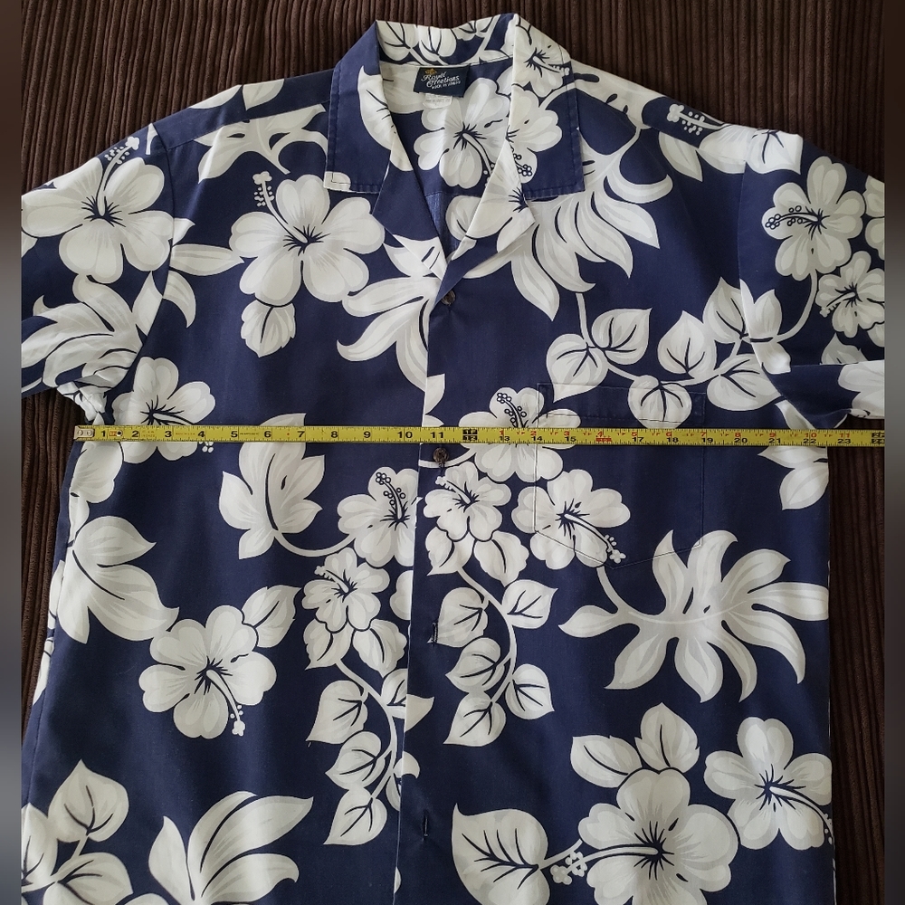 Royal Creations Navy and White Tropic Hawaiian Shirt Made in Hawaii Men's Large - Picture 10 of 12